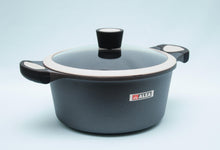 Заредете изображение във визуализатора на галерията – тенджера с мраморно покритие лят алуминий alza испанска фирма висок клас тенджера с капак стъкло